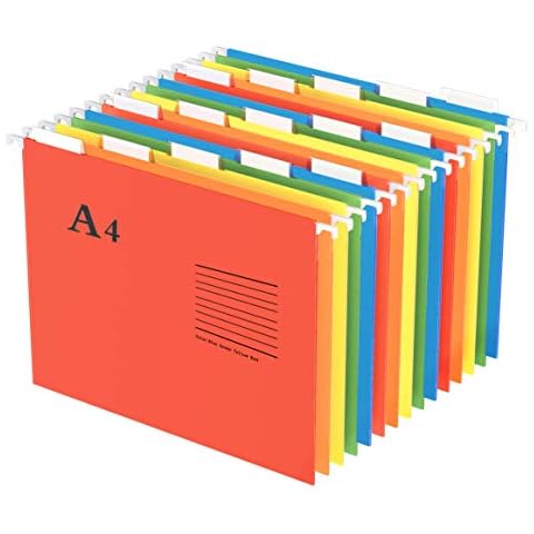 Oterri Hanging File Folders, A4 Size with 5 Elegant Colors to Choose, 1/5-Cut Adjustable Tab,15pcs Per Box Cover