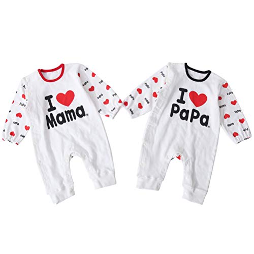Bebé Body Manga Larga Pack de 2 - Mono Niñas Mameluco Manga Corta para Bebé-Niños Trajes Baño Ropa de Algodón Pelele (PAPAMAMA, 0-3 Meses)