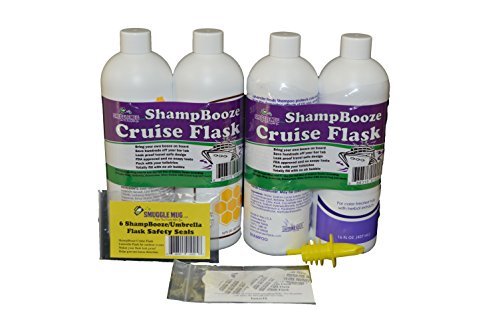 ShampBooze Secret Fake Shampoo Bottles | Flasks for Liquor Disguise | Plastic Flask for Liquor | Booze Smuggling Containers for Cruises | Alcohol Hidden Container | Hidden Flask | Four 17oz bottles