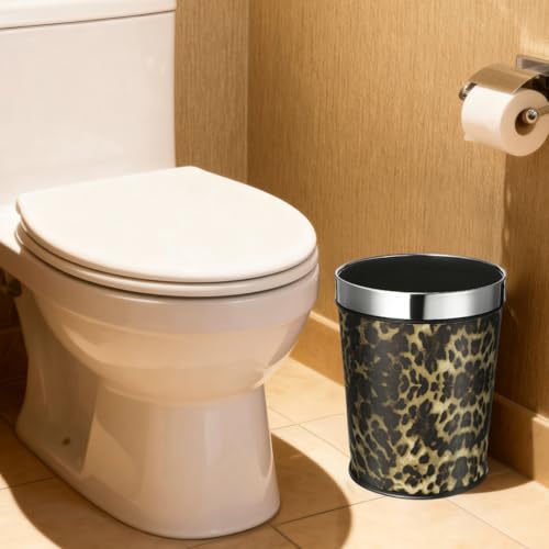 Image of Holibanna Household Garbage can Retro Style Stainless Steel Trash can 5L Round Waste Bucket for Bathroom Office Home Supply
