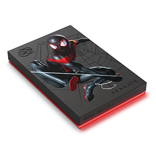 Image of Seagate Miles Morales Special Edition FireCuda External Hard Drive 2TB - USB 3.2 Gen 1, Customizable LED RGB Lighting Red, with 3 Years Rescue Data Recovery Services (STKL2000419)