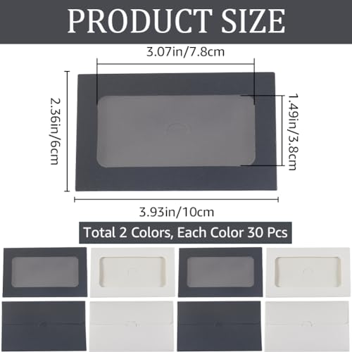 CRASPIRE Envelopes de cartão de presente com janela de 2 cores, 60 peças, 10 x 6 cm, papel retangula