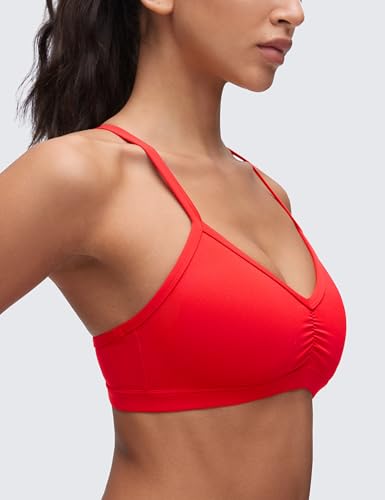 Image of CRZ YOGA Butterluxe Ruched Sports Bras | Light Support, Removable Pads, Yoga, Extremely Soft, Y Back, V Neck, Spaghetti Straps, for Women