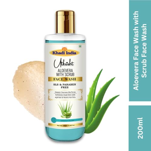 Image of Khadi Moisturizing Aloe Vera Face Wash 200ml | Herbal & Natural | Deep Cleansing, Hydrating & Exfoliating | Controls Oil & Brightens Skin | SLS & Paraben Free | All Skin Types | Men & Women