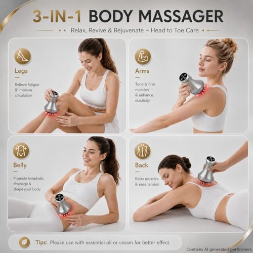 Image of 4-in-1 Lymphatic Drainage Massager - Anti Cellulite Massage Tool with Heating /Vibration /Red Light /Microcurrent,Body Sculpting Machine for Legs /Back /Hips Pain Relief /Reduce Stretch Marks & Cellulite