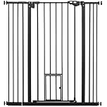 PawHut Extra Tall Dog Gate with Cat Door Auto Close for Stairs 74-101 cm Wide