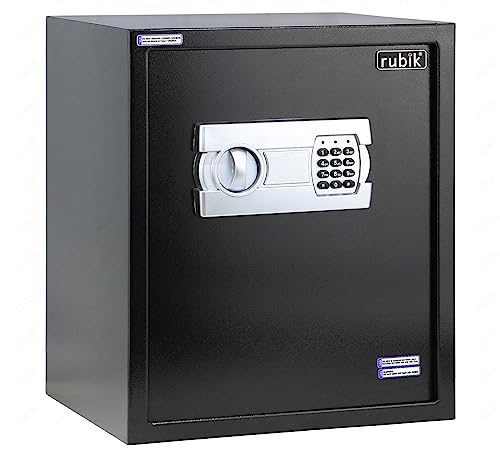 Rubik Safe Box with Digital Keypad and Key Lock for Money Jewelry Documents Home Office RB-45EGX (Size 45x38x30cm) (Black)