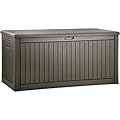 YITAHOME 260 Gallon Extra Large Deck Box, Double-Wall Resin Outdoor Storage Box with Flexible Divider for Patio Cushions Garden Tools, 1000lbs Load Capacity, Lockable & Waterproof (Light Brown)