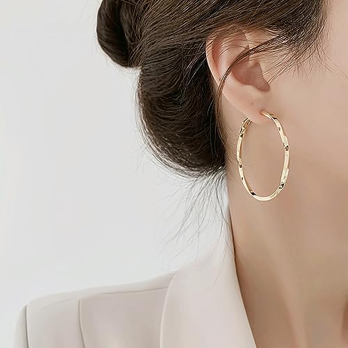 Aretes Clip On Grandes Argolla Enrollada Oro Plata miniatura 2