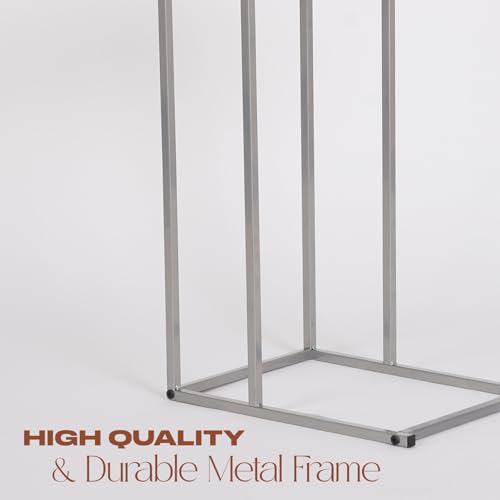 OHS White End Table C Shape, Sofa Table Bedside Bedroom Living Room Coffee Table Over Sofa Metal Frame Storage Decorative End Tables Space Saver - Image 3