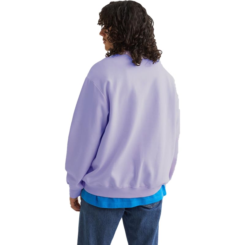 Image of DROBE Cotton Blend Round Neck Solid Sweatshirt for Men