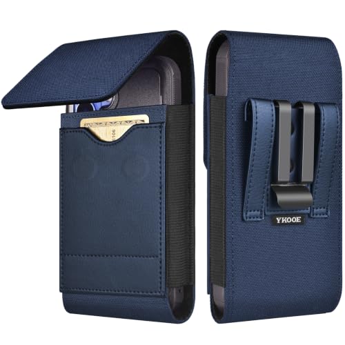 ykooe Cell Phone Holster with Belt Clip Magnetic Closure Card Holder Blue