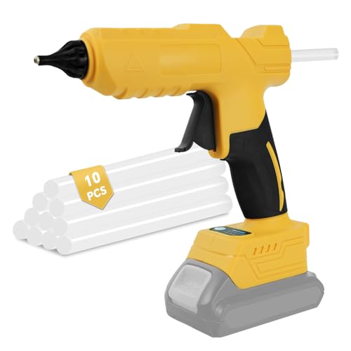 Pistola de pegamento caliente inalámbrica para batería Dewalt de 20 V, pistola de pegamento de precalentamiento rápido de 2 a 3 minutos con 10 barras de pegamento (11 mm) para artes, manualidades