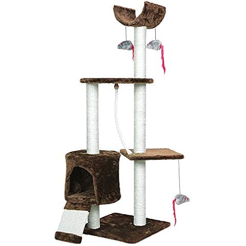 PET Palace Cat Tree Kitten Activity Tower Condo with Perches, Scratching Posts, and Squeaking Mice, APL1342, Brown Cover
