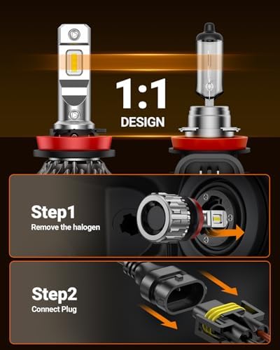 SEALIGHT H11 9005 Light Bulbs Combo 92 000 Lumens 800 Brighter 6500K Cool White Light 1 1 Size — view 4