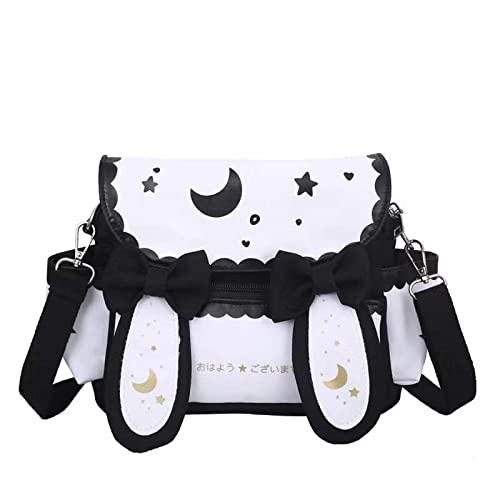 SUFUZEGA Mochila japonesa Kawaii com orelhas de coelho fofa, mangá, mochila escolar para estudantes, adolescentes, JK, Preto, Small, Mochilas de viagem