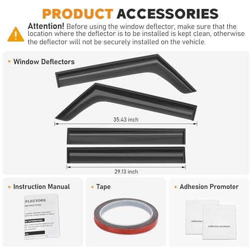 Image of Shatterproof Taped-On Window Deflectors for Jeep Wrangler JL 2018-2026, Rain Guards, Window Visors for Car, Vent Deflector, 4pcs