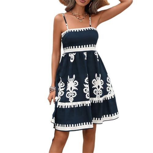 Robe courte imprimé floral bleue dotée d'une taille élastique pour une silhouette sublimée