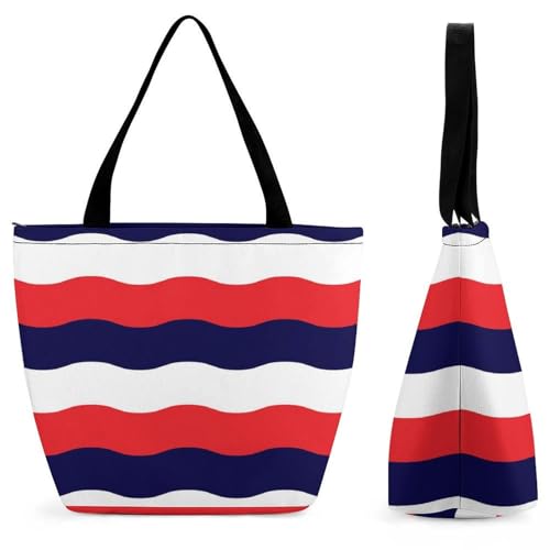 Sac à main pour femme rouge et blanc, cabas bandoulière grand format