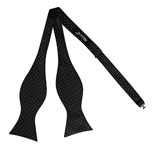 Image of Alizeal Mens 2pcs Solid Self-tied Bow Tie Set | Alizeal Mens 2pcs Self-tied Solid /Animal Bow Tie and Pocket Square Set Perfect for Wedding Business Formal Events