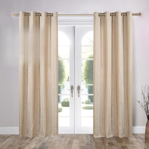 Rideaux en chenille semi-occultants contre les reflets du soleil beige