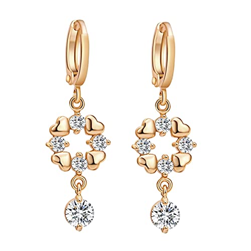 Boucles d'oreilles or 9k élégantes et pendantes avec un coeur délicat pour femme
