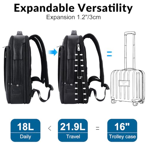 TIDING Expandable Leather Laptop Backpack