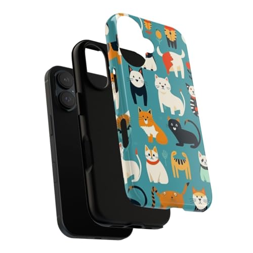 Coque chat coloré iPhone 16 rigide et brillante - 3