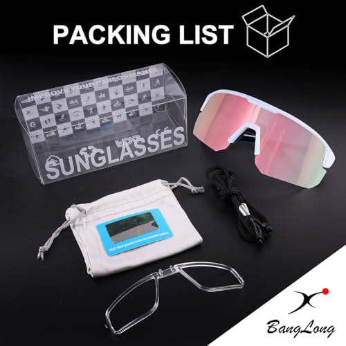 Image of BangLong Polarized Sports Sunglasses for Men Women UV400 Protection | TAC HD Lens, RX Insert Included, Lightweight Wrap-Around Design for Running Cycling Baseball Hiking