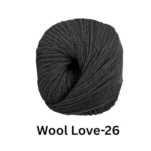 Image of VCR Black Yarn, 25 Grams Hank, 85 Meters Length, 100% Merino Wool, Pack of 1, Shrink-Resistant Soft, Warm and Premium Wool Yarn for Knitting, Crochet and Craft Projects