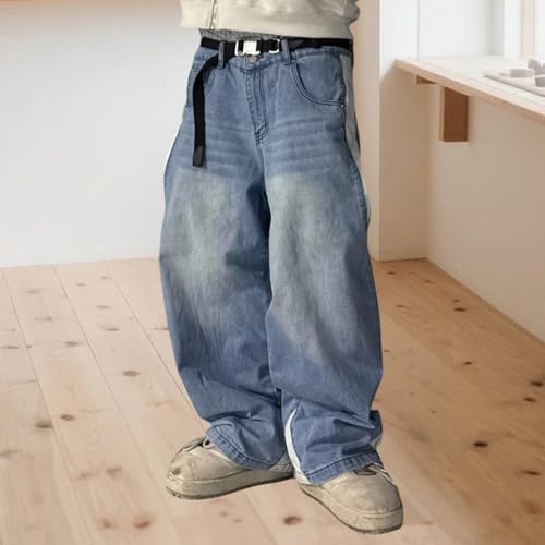 Owl's-Yard Men's Y2k Spring Casual Contrast Color Jeans Fashion Hip Hop Baggy Wide Leg Denim Pants with Multi Pockets3