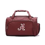 Zumer Sport Alabama Crimson Tide Football Leather Travel Kit Duffel Gym Bag - made from actual football materials - Shoulder Strap and Handles - Shoe Compartment - Brown