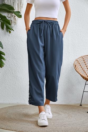 Image of Women Fashion 2026 Casual Elastic Waist Pants with Pockets