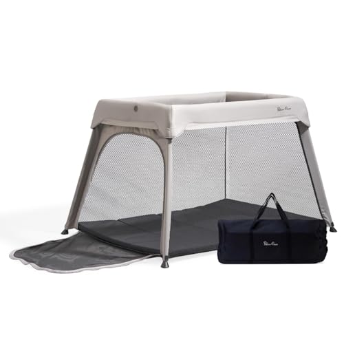 Image of Silver Cross Sleep & Go 3 in 1 Travel Crib - Converts Newborn Bassinet, Crib to Playard - Portable, Lightweight, Easy to Pack with Comfortable Mattress for Infants to Toddlers - Stone (Sustainable)