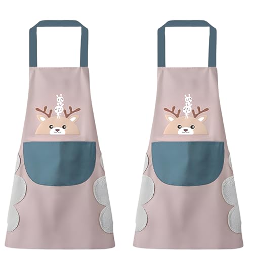 Image of Kraptick Kitchen Apron - Comfortable Cooking Waterproof Apron for Men and Women With Pocket and Side Coral Velvet for Wiping