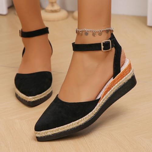 Women's Suede Wedge Sandals Closed Toe Platform Comfortable Casual Shoes for Daily Wear and Travel3