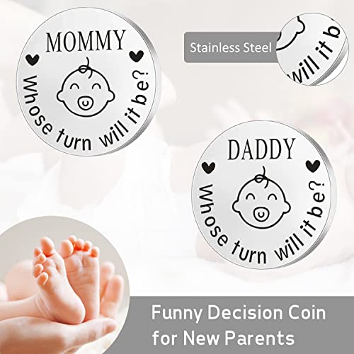 Image of New Parents Gift Set Est 2027 Pregnancy Announcement Gifts for Couples-First Time New Mom Basket for Baby Shower Gender Reveal-Mom & Dad Mugs, Decision Coin, Baby Ultrasound Frame, Onesie, Bib, Socks