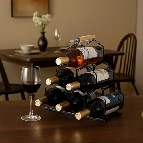 Soporte para 6 botellas diseño panal negro miniatura 4