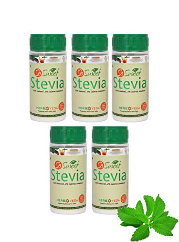 So Sweet Stevia Powder Zero Calorie Natural Sweetener - Sugar Free (Pack of 5) 100gm Each