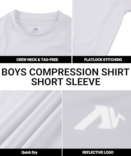 Youth Boys Compression Shirt Short Sleeve Football Basketball Quick Dry Base Layer Undershirt Kids Athletic T-Shirt4