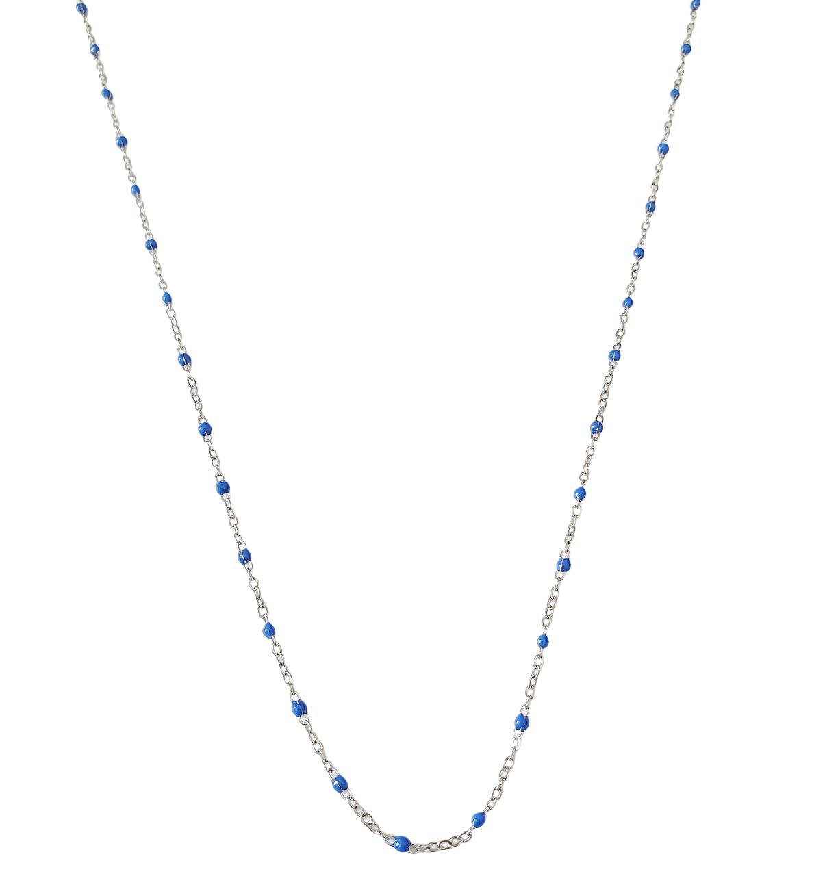 Collier perles résine - Collier fin chaine acier inoxydable argent - Collier court ras de cou - Collier été - Cadeau anniversaire femme et fille