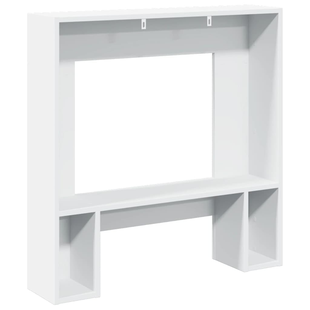 vidaXL Cornice per Camino Bianca 81x18x82 cm in Truciolato, cornice per caminetto, struttura per camino, decorazione camino, telaio per camino