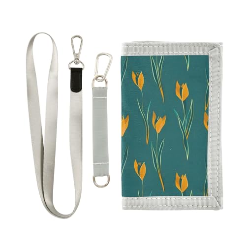 ALAZA Kids Wallets for Boys Girls Toddler Trifold Wallet Children Small Yellow Tulip with Zipper Coin Pocket