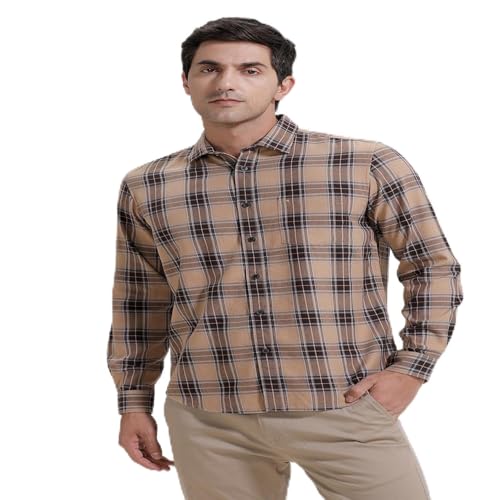 Image of BASICS 100% Cotton Checked Shirt for Men | Slim Fit | Everyday Smart Casual Wear | Full Sleeve