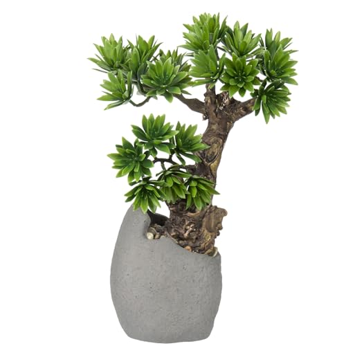 Fake Bonsai Tree Bonsai Plant 13.8&rdquo; Tall Artificial Bonsai Trees with Cemant Pot Decorated with...