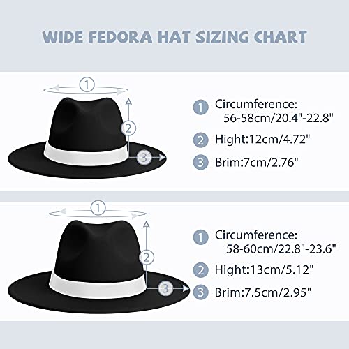 Image of Womens & Mens Fedora Hats, Wide Brim Fedora Hats for Women Men