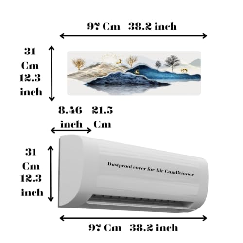 Image of Polyester Printed Air Conditioning Dust Cover Folding Designer Ac Cover For Indoor Split Ac 1.5 Ton (97X 31X 21 Cm ) (New Deer)