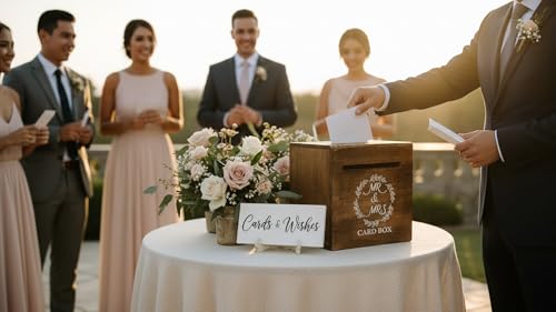 Porte-cartes de mariage en bois pour centraliser et sécuriser vos enveloppes d'invités