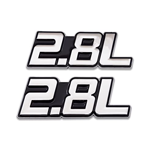 2X Metal 2.8L Logo Emblem Premium 3D 2.8 Badge Car Door Fender Sticker Side Wing Decal Auto Trunk Replacement For Universal Vehicle (2.8L,Silver&Black) #TOP10