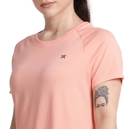 Image of Lavos Women's Regular Fit T-Shirt with Half Sleeve Round Neck, Bamboo & Cotton Gym, Yoga and Sports Wear for Women